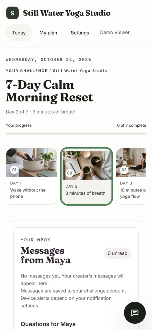 A day of a built challenge on a phone.